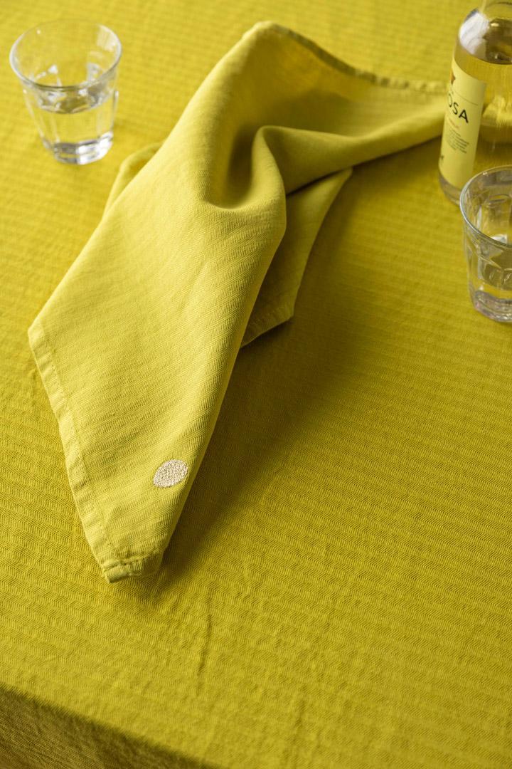 Serviette de table x2 lin et coton marcel bergamote